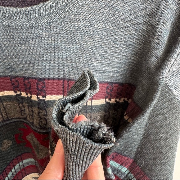 Vintage Men's Patterned Sweater - Multicolor Size XL - Picture 3 of 10